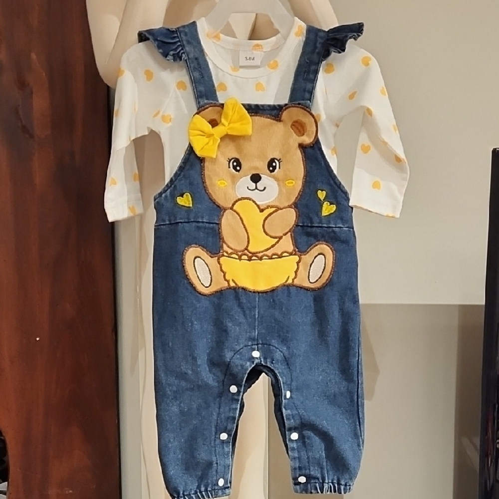 Blue and Yellow Teddy Bear Overalls